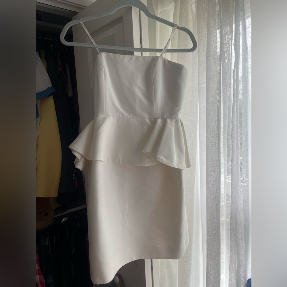 Halston Heritage - White ruffle mini dress